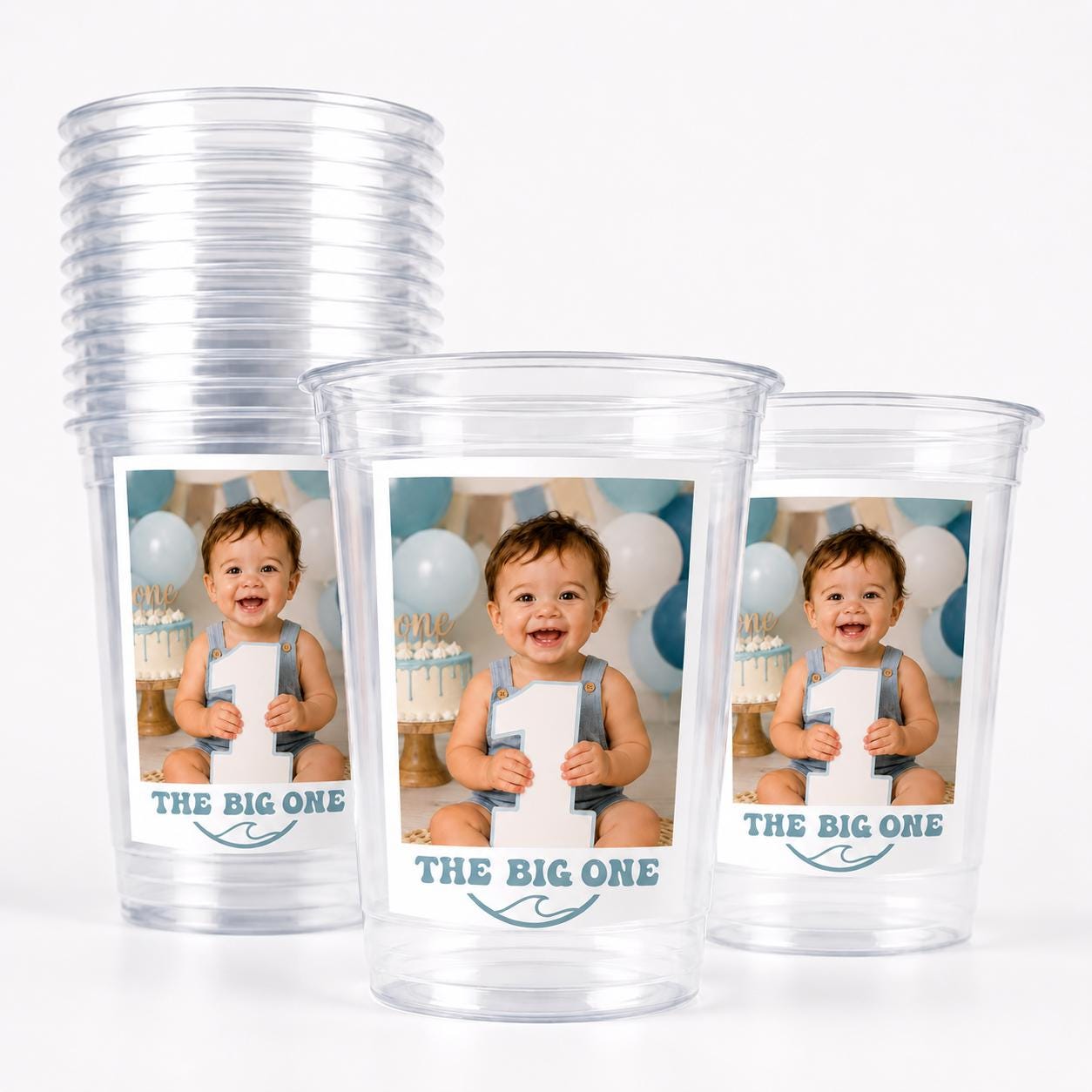The Big One Birthday Cups | Surfing First Birthday Party Cups | Beach Theme Birthday Decorations | Ocean Party Favors | Coastal Birthday Cup