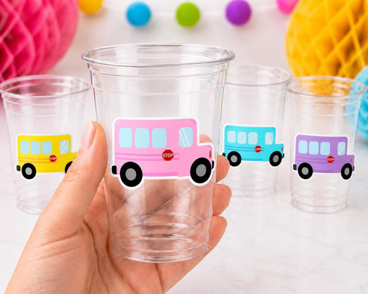 School Bus Party Cups | Bus Birthday Party Decorations | School Bus Birthday Favors | Kids Birthday Party Cups | Classroom Party Decor 16oz