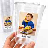 Ships Fast Personalized Photo Cups – 16oz Custom Party Cups, Vintage Est Year Picture Cups, Birthday Parties Favors Decorations Supplies