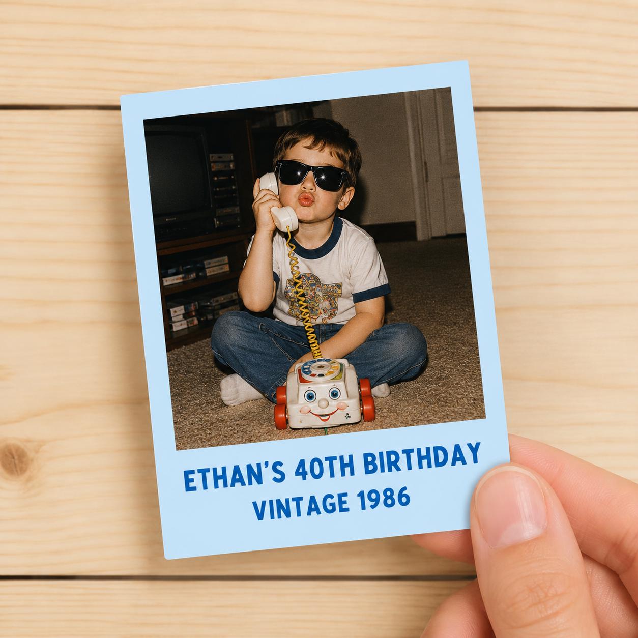 Custom Photo Stickers | Personalized Picture Stickers with Name & Year | Birthday Party Favors | Custom Party Favor Stickers | Face Stickers