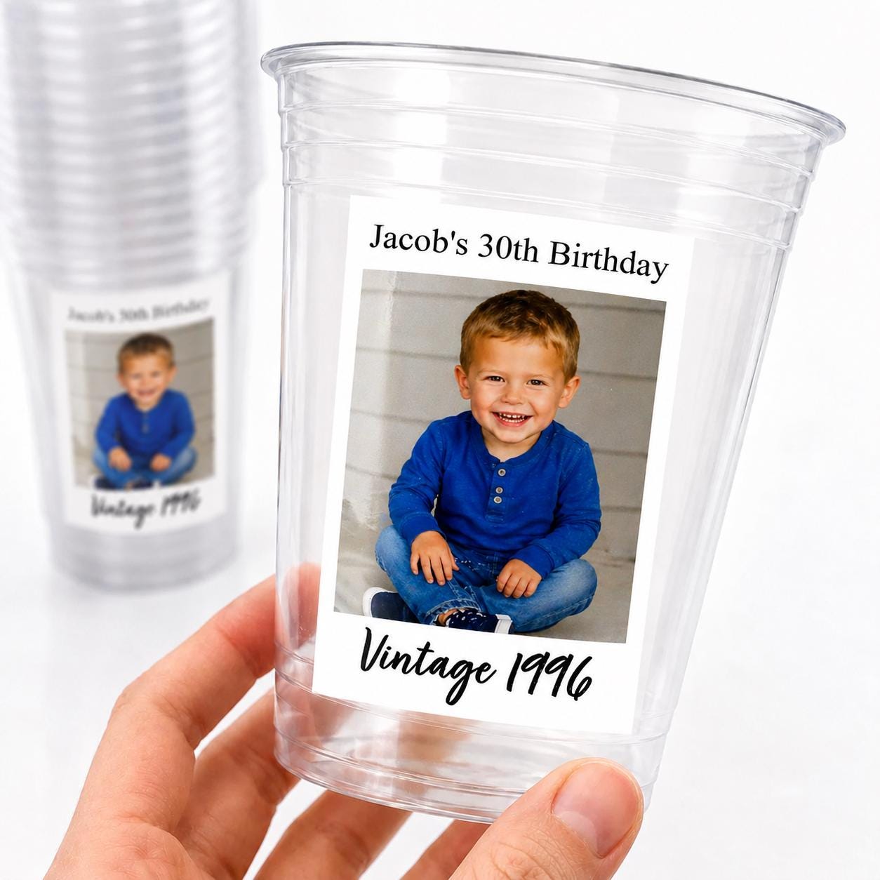 Custom Picture Party Favors | Personalized Photo Cups with Photo & Text | Birthday Decorations | 16oz Plastic Cups | Party Decor for Events