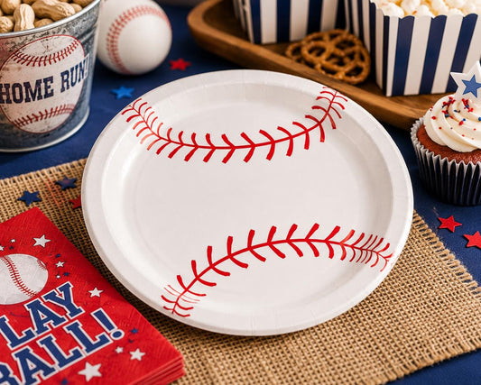Baseball Paper Plates | Sports Party Plates | Baseball Birthday Decorations | Disposable Party Supplies | Baseball Party Supplies | 8 Count