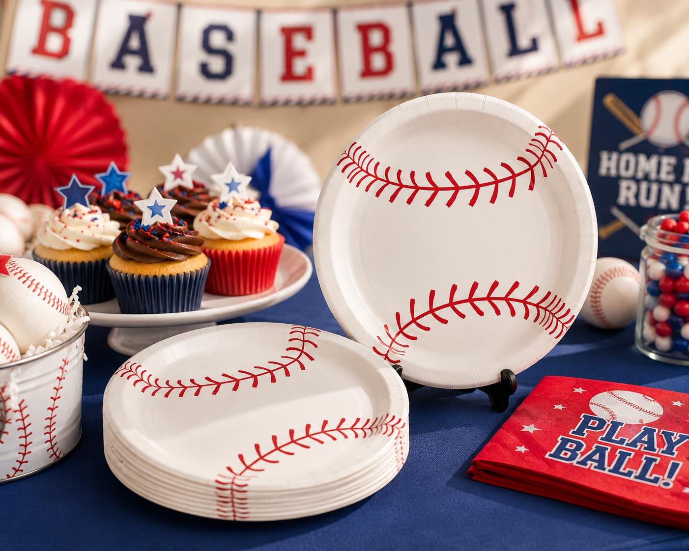 Baseball Paper Plates | Sports Party Plates | Baseball Birthday Decorations | Disposable Party Supplies | Baseball Party Supplies | 8 Count