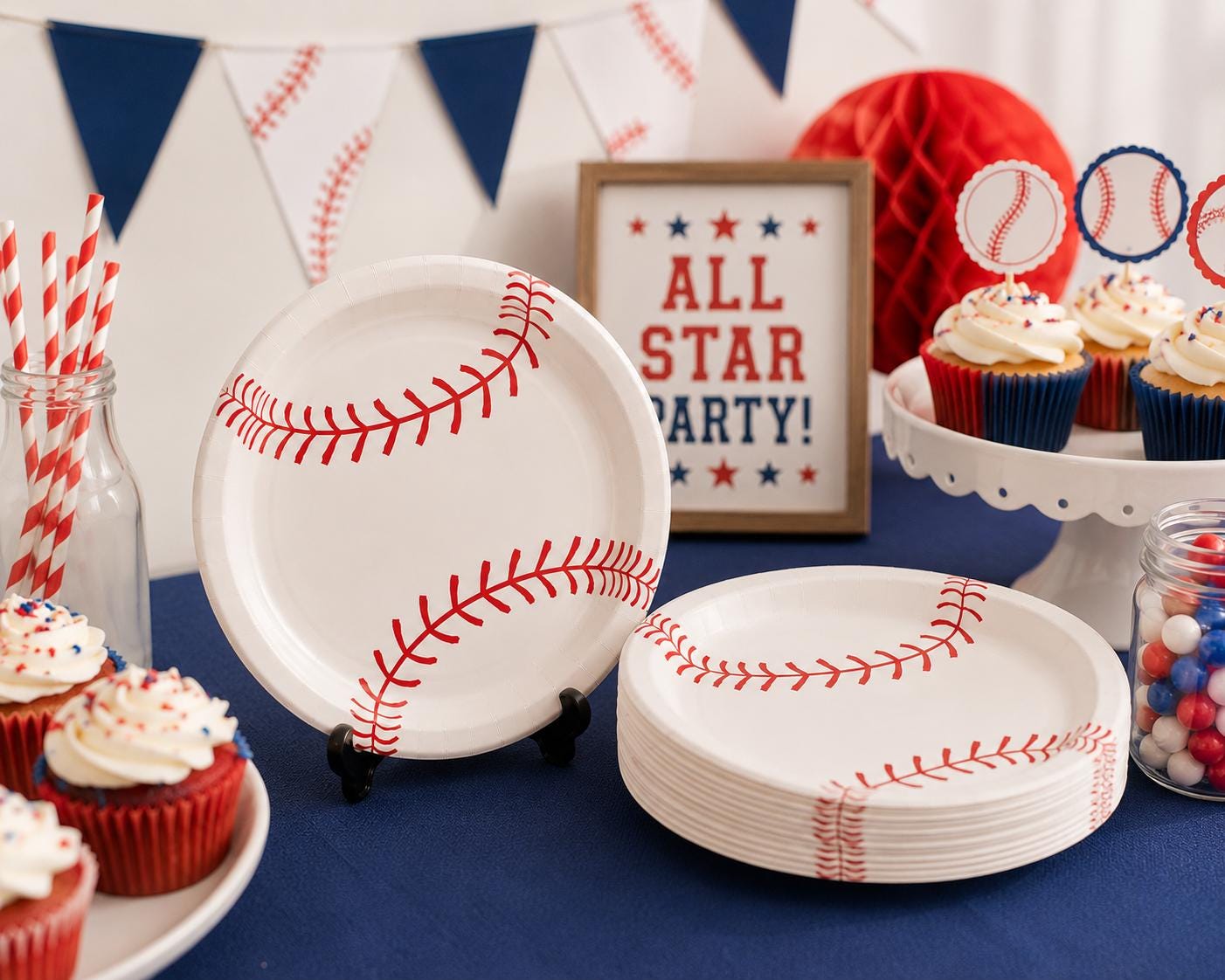 Baseball Paper Plates | Sports Party Plates | Baseball Birthday Decorations | Disposable Party Supplies | Baseball Party Supplies | 8 Count