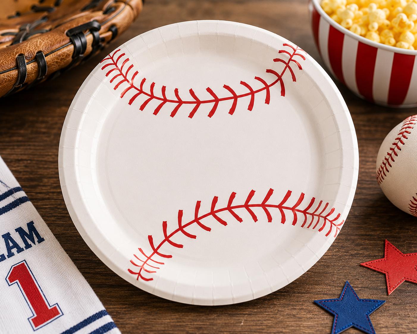 Baseball Paper Plates | Sports Party Plates | Baseball Birthday Decorations | Disposable Party Supplies | Baseball Party Supplies | 8 Count