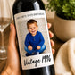 Personalized Wine Bottle Label with Photo | Vintage Year Wine Label | Custom Birthday Gift | Anniversary, Retirement Decor