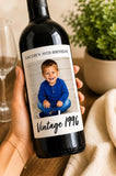 Personalized Wine Bottle Label with Photo | Vintage Year Wine Label | Custom Birthday Gift | Anniversary, Retirement Decor