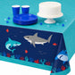 Shark Party Tablecloth, Shark Birthday Decorations, Ocean Party Table Cover, Under The Sea Party Supplies, Shark Theme Birthday Decor Supply