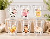 GIRL FARM PARTY Cups - Girl Farm Cups Farm Animal Cups Farm First Birthday Farm Baby Shower Barnyard Party Farm Birthday Decorations Farm