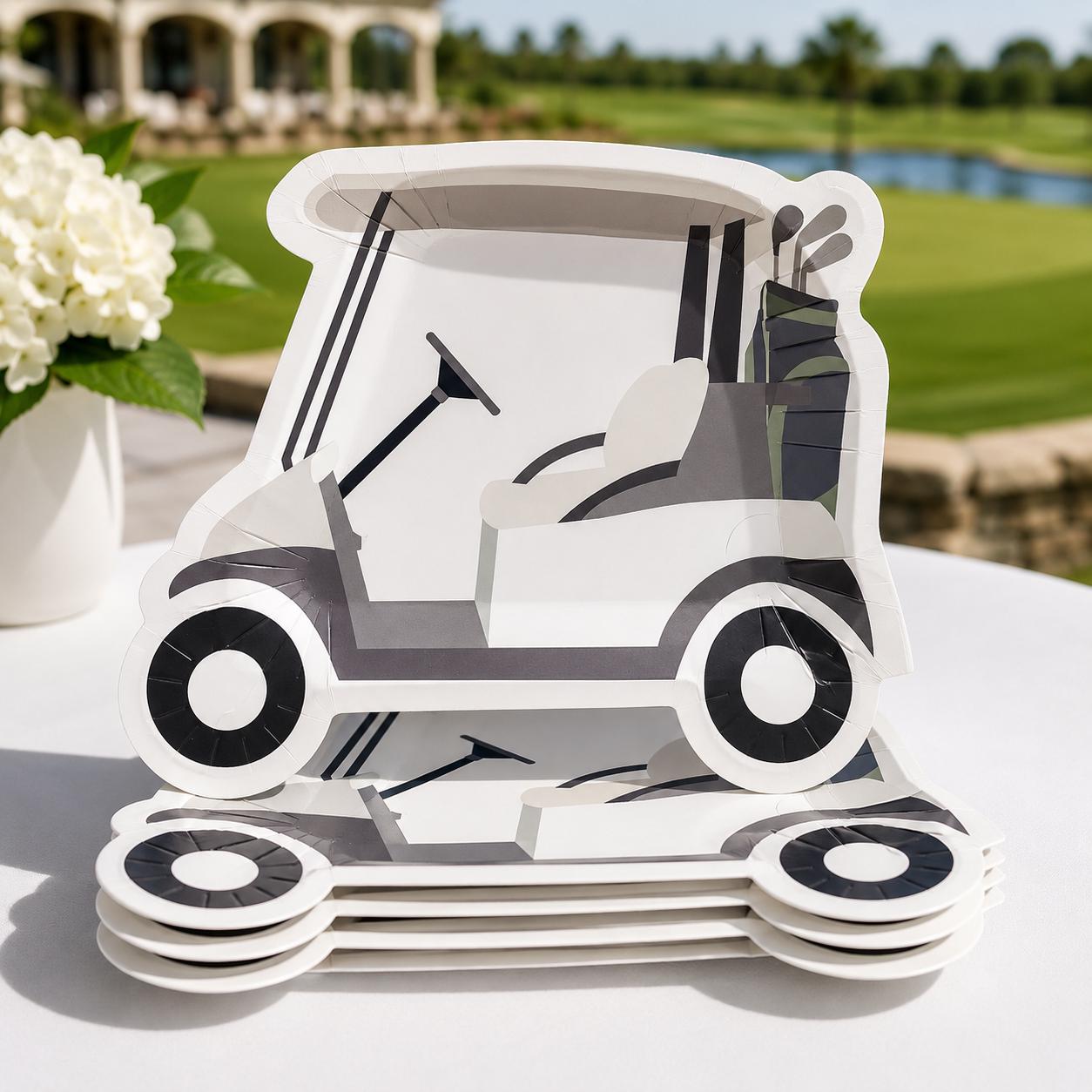 Golf Cart Dessert Plates 12ct | Golf Party Supplies | Hole In One Birthday Decorations | Golf Retirement Party Plates | Golf Theme | 8 Count