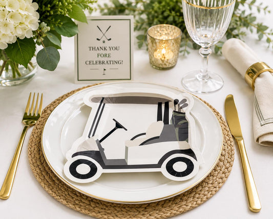Golf Cart Dessert Plates 12ct | Golf Party Supplies | Hole In One Birthday Decorations | Golf Retirement Party Plates | Golf Theme | 8 Count