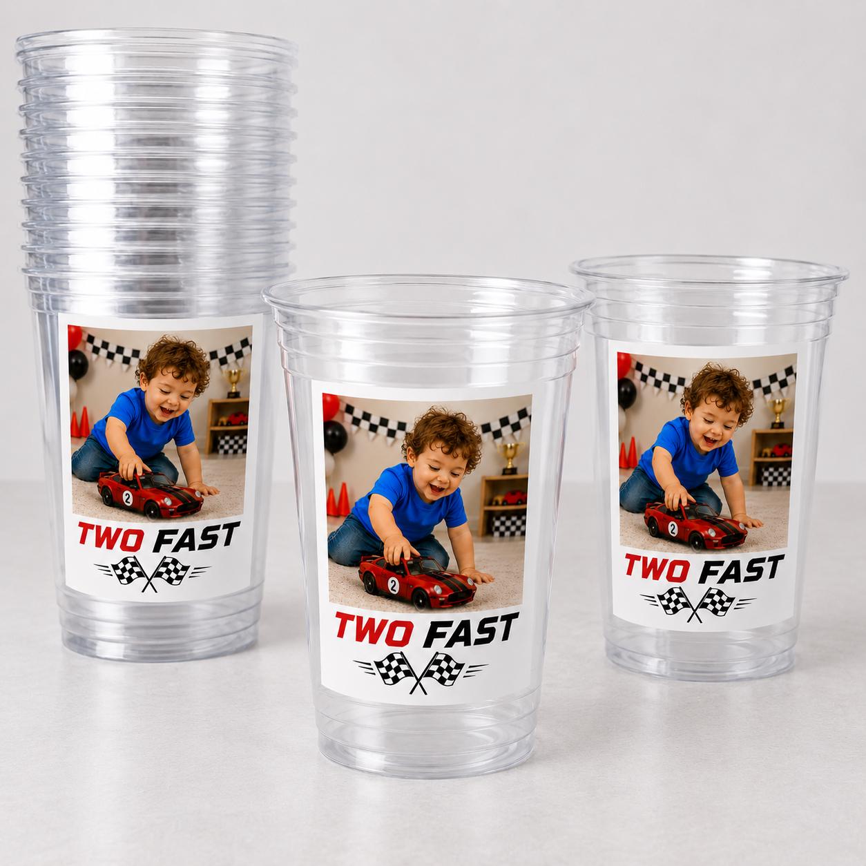 Two Fast Racing Cups | Race Car Birthday Cups | Two Fast Party Decorations | Racing Theme Birthday Favors | Second Birthday Cups | 2nd Party