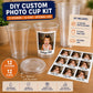 DIY Custom Photo Cup Kit | Personalized Photo Cups with Picture & Year | 12 Stickers + 12 Clear 16oz Cups | Birthday Favors | Graduation Cup