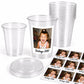 DIY Custom Photo Cup Kit | Personalized Photo Cups with Picture & Year | 12 Stickers + 12 Clear 16oz Cups | Birthday Favors | Graduation Cup