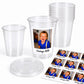 DIY Custom Photo Cup Kit | Personalized Photo Cups with Picture & Year | 12 Stickers + 12 Clear 16oz Cups | Birthday Favors | Graduation Cup