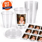DIY Custom Photo Cup Kit | Personalized Photo Cups with Picture & Year | 12 Stickers + 12 Clear 16oz Cups | Birthday Favors | Graduation Cup