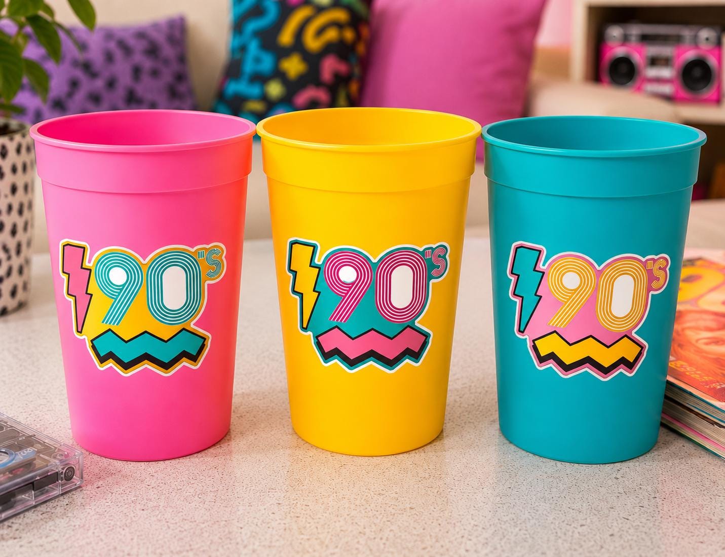 I Love the 90'S PARTY CUPS - 90s Birthday Cups 90s Party Cups 90's Decorations 90's Birthday Party 90's Birthday Party Decorations 90s