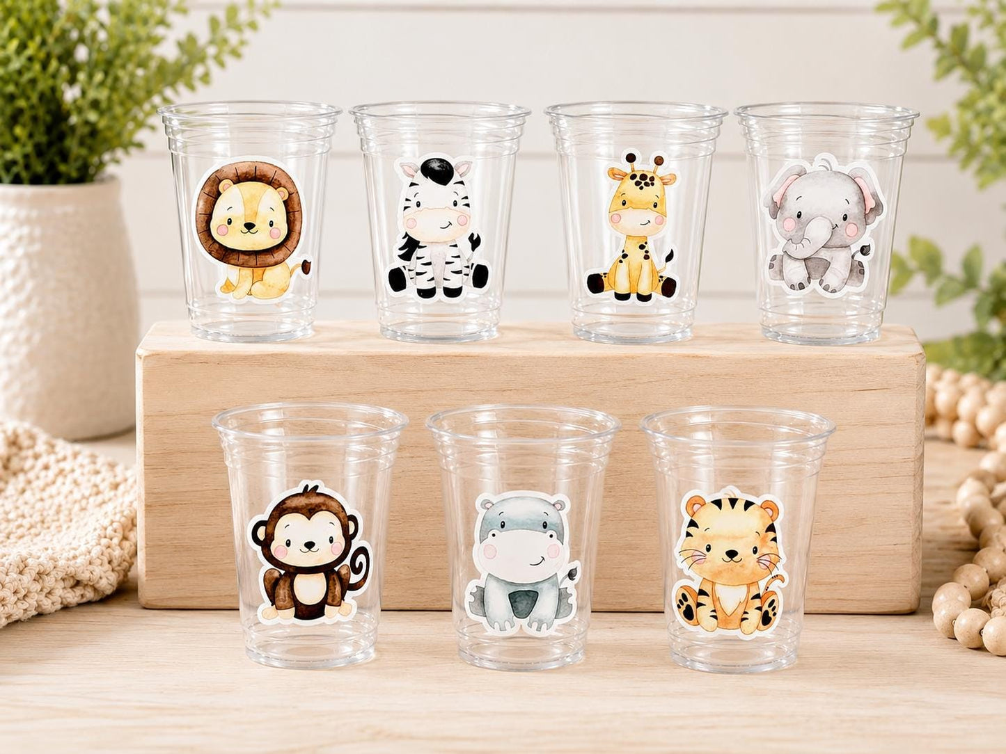 SAFARI PARTY CUPS - Safari Birthday Cups Safari Birthday Safari Party Safari Decorations Safari Baby Shower Safari Favors Jungle Party Cups