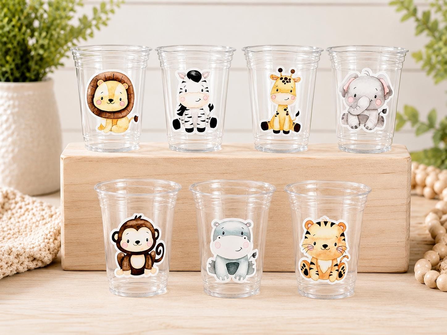 SAFARI PARTY CUPS - Safari Birthday Cups Safari Birthday Safari Party Safari Decorations Safari Baby Shower Safari Favors Jungle Party Cups