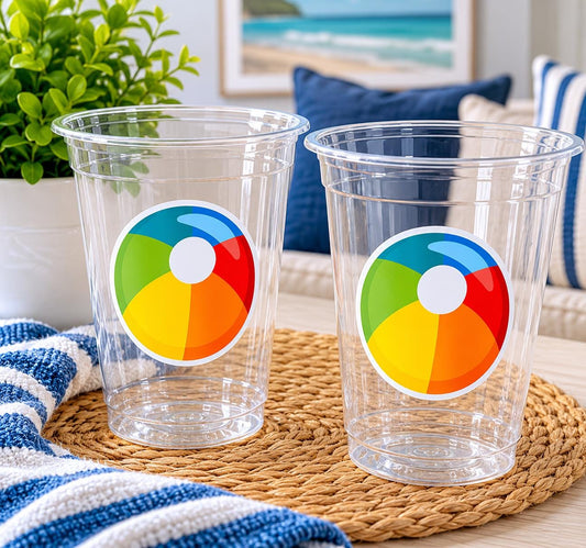 BEACH PARTY CUPS - Beach Ball Cups Beach Cups Beach Ball Party Cups Beach Ball Decorations Beach Party Decorations Beach Party Favors Beach