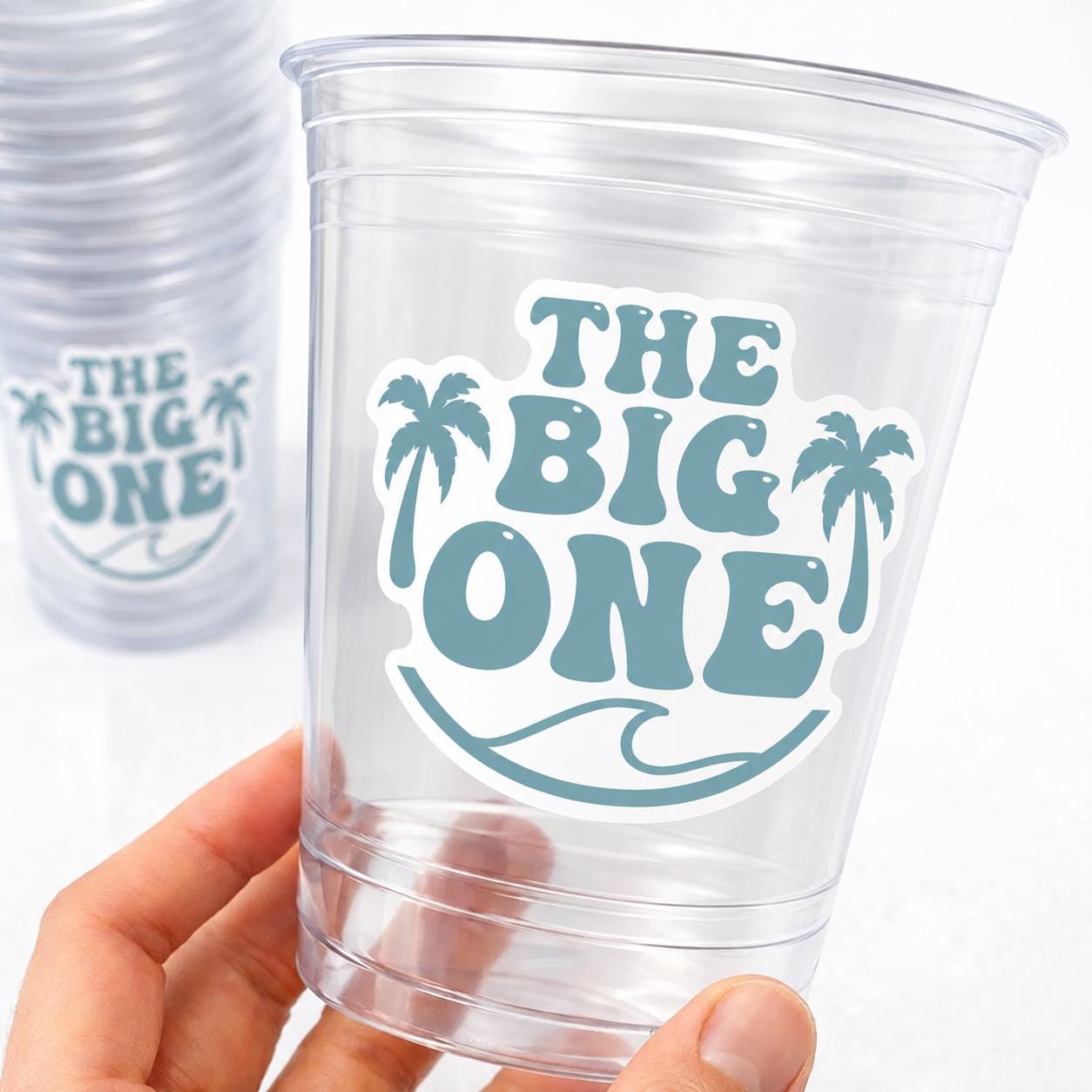 The Big One Party Cups | Beach First Birthday Cups | Surf Birthday Party Decorations | Tropical Birthday Cups | 16oz Party Cups Supplies