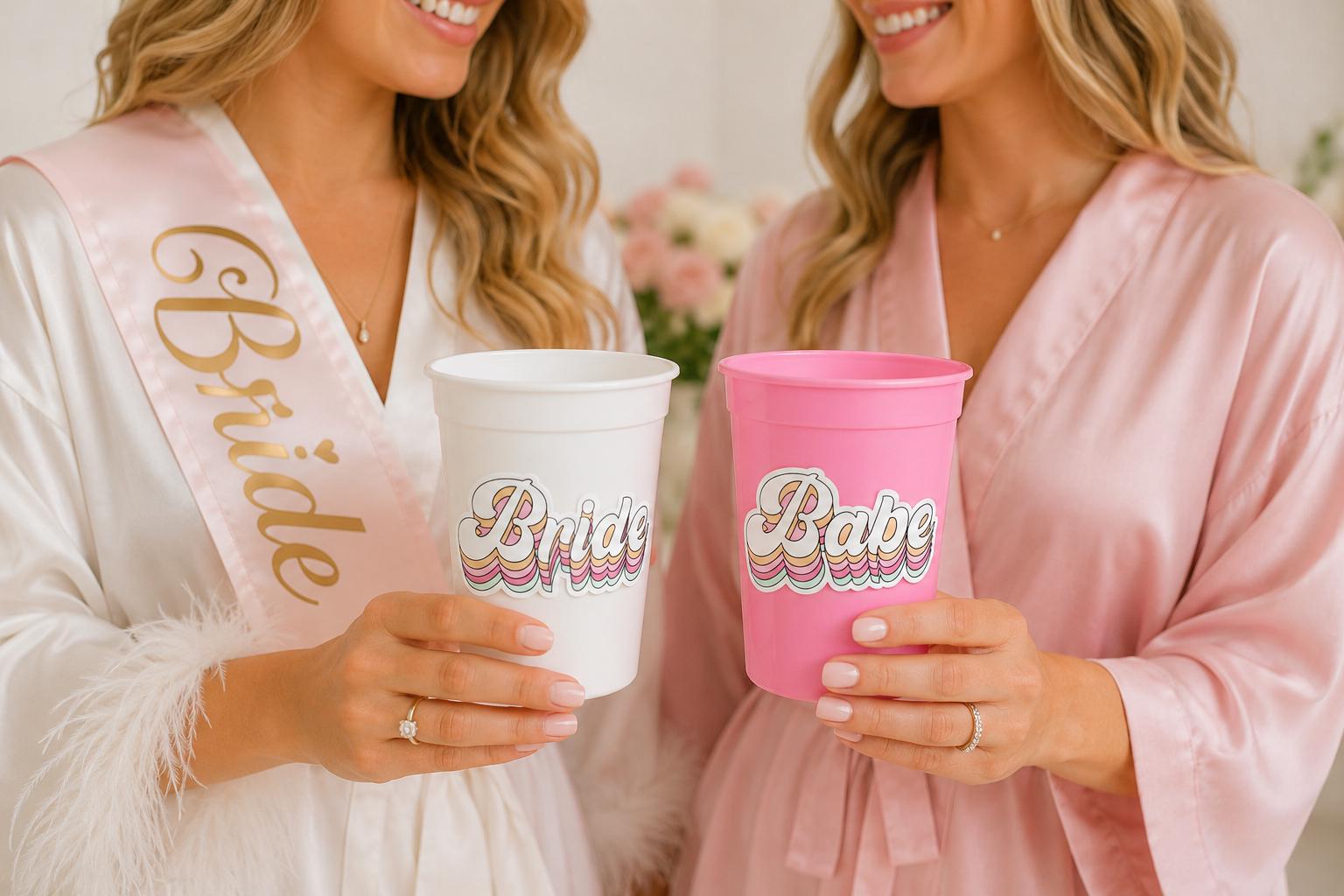 BRIDE AND BABE Party Cups - Bachelorette Party Cups Pink Bachelorette Cups Wedding Cups Bachelorette Party Favors Bride Babes Wedding Gifts