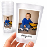 Personalized Frosted Party Cups with Photo, Custom Reusable Party Favors, Picture Keepsake Cups for Birthdays, Graduations, Weddings, Events