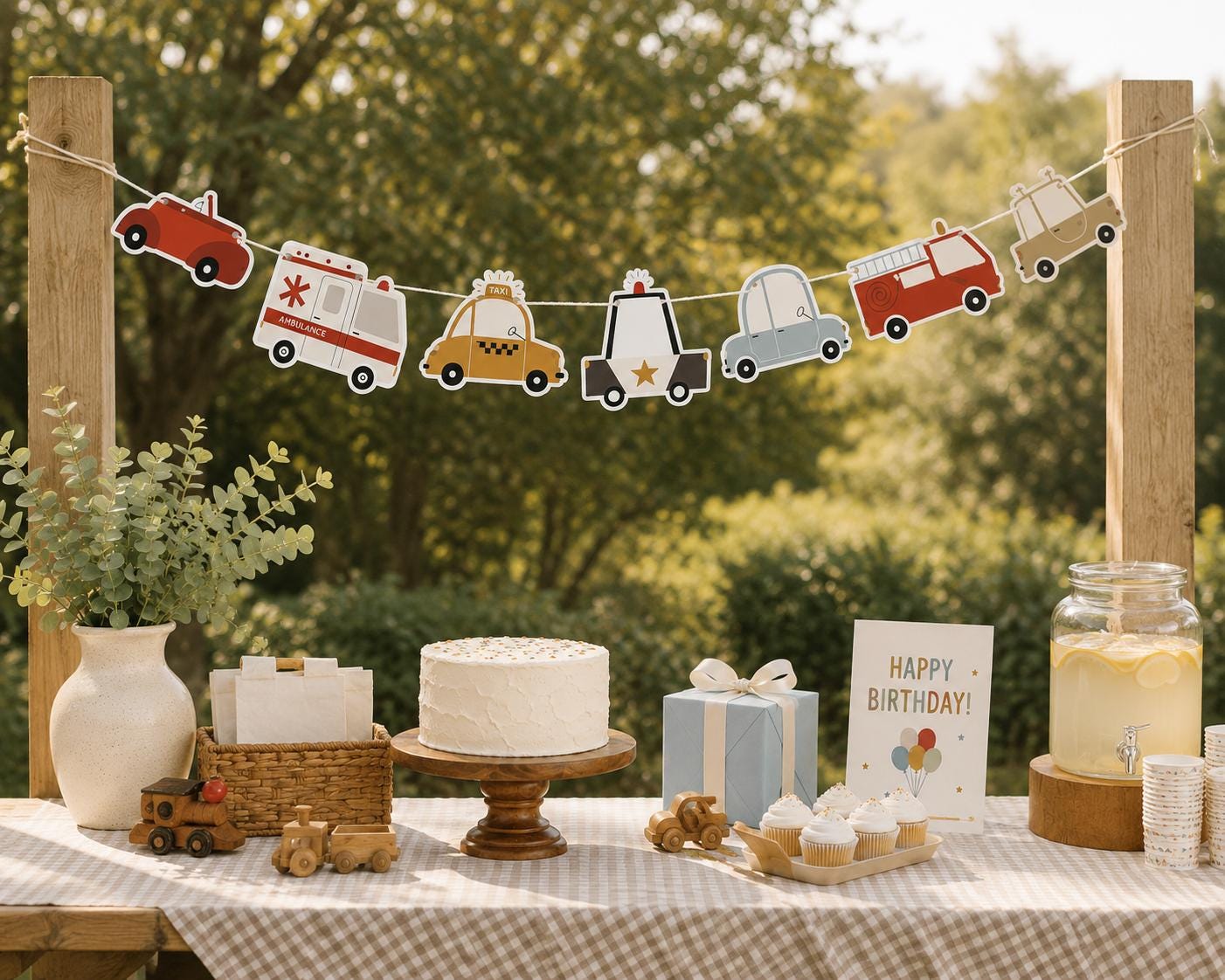 Transportation Birthday Banner | Vehicles Party Decorations | Honk Beep Vroom Banner | Car Birthday Party Decor | Truck Theme Party