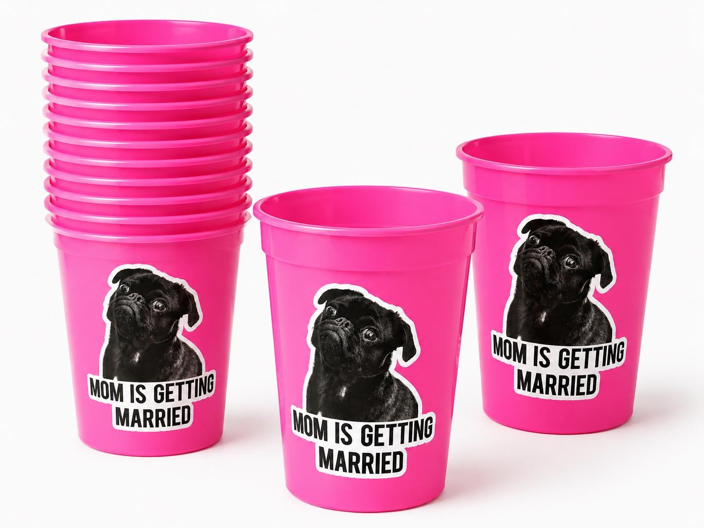 Personalized Dog Face Cups, Mom is Getting Married Cups, Bachelorette Party Favors, Bachelorette Party Games, Dog Face Bachelorette Cups