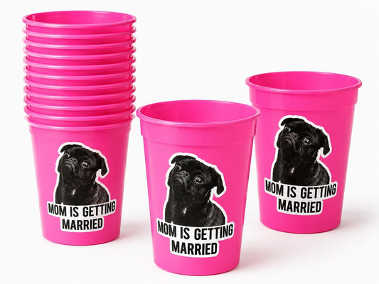 Personalized Dog Face Cups, Mom is Getting Married Cups, Bachelorette Party Favors, Bachelorette Party Games, Dog Face Bachelorette Cups