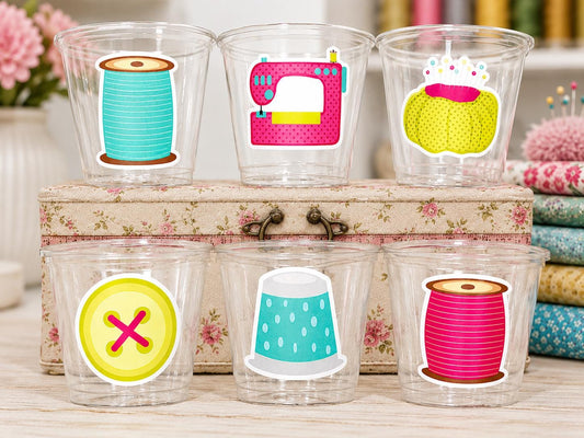 SEWING PARTY CUPS - Sewing Cups Sewing Party Cups Sewing Birthday Cups Sewing Party Favors Sewing Cups Sewing Sewer Sew Party Decorations