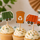 Garbage Truck Cupcake Toppers – Garbage Truck Birthday Decorations – Trash Truck Cupcake Picks – Waste Management Party Decor – Truck Theme