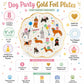 Dog Party Plates, Puppy Birthday Party Plates, Dog Birthday Decorations, Pawty Tableware, Gold Foil Paper Plates, Dog Party Supplies, 8 Ct