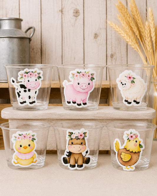 GIRL FARM PARTY Cups - Girl Farm Cups Farm Animal Cups Farm First Birthday Farm Baby Shower Barnyard Party Farm Birthday Decorations Farm