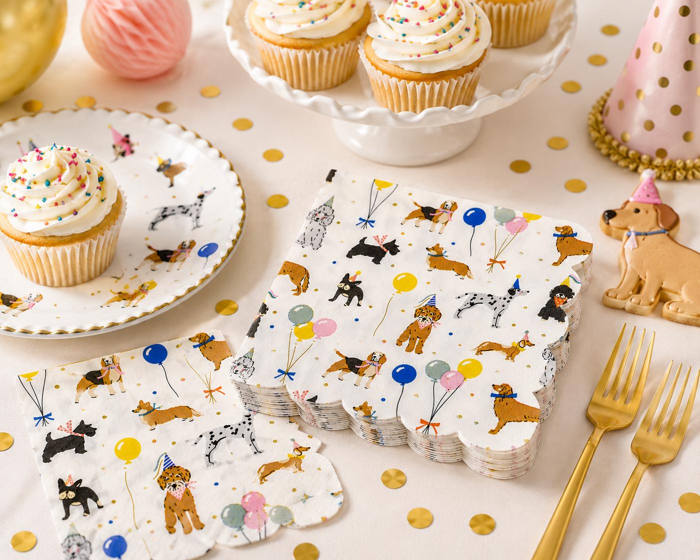 Dog Birthday Party Cocktail Napkins, Dog Party Napkins, Puppy Birthday Decorations, Dog Lover Party Supplies, Dog Beverage Napkins, 18 Count