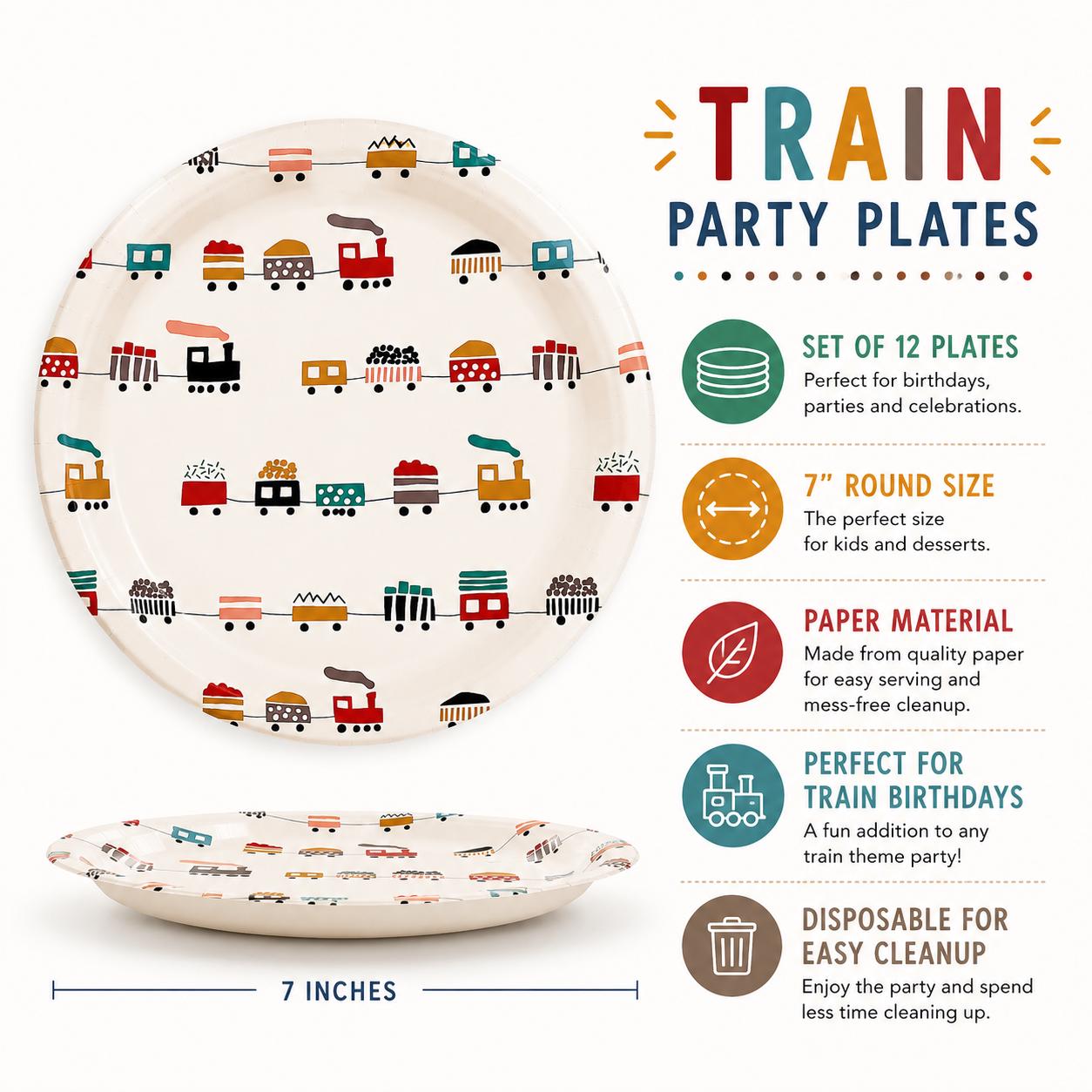 Train Party Plates, Train Birthday Decorations, Railroad Party Supplies, Choo Choo Train Birthday, Kids Birthday Party Tableware, Cake Plate
