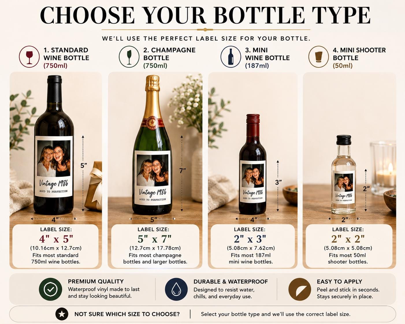 Personalized Wine Bottle Label with Photo | Vintage Year Wine Label | Custom Birthday Gift | Anniversary, Retirement Decor