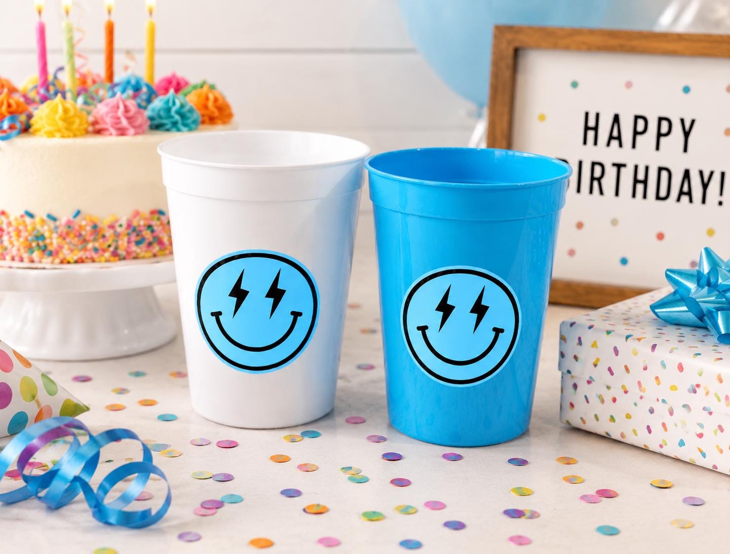 Happy FACE CUPS - One Happy Dude 1st Birthday Happy Happy Face First Birthday Happy Happy Face Cups Happy Face Favors Happy Face