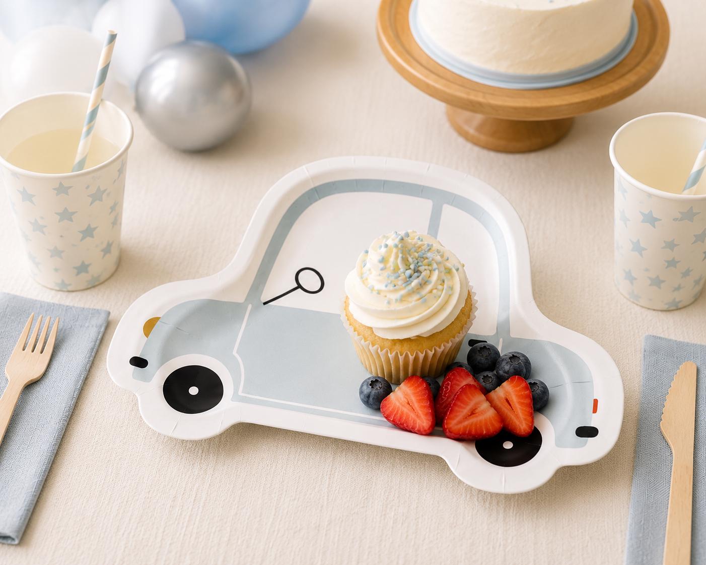 Car Party Plates | Car Shaped Paper Plates for Birthday Party | Transportation Theme Decorations | Kids Party Supplies | Car Party Supplies