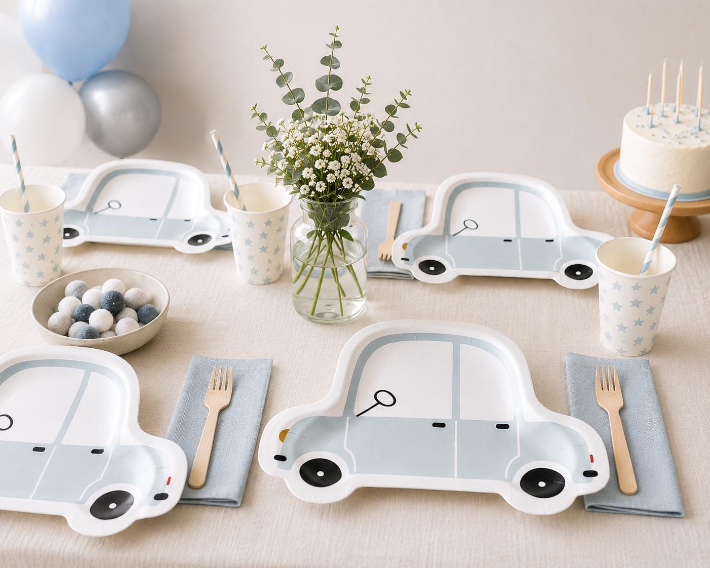 Car Party Plates | Car Shaped Paper Plates for Birthday Party | Transportation Theme Decorations | Kids Party Supplies | Car Party Supplies