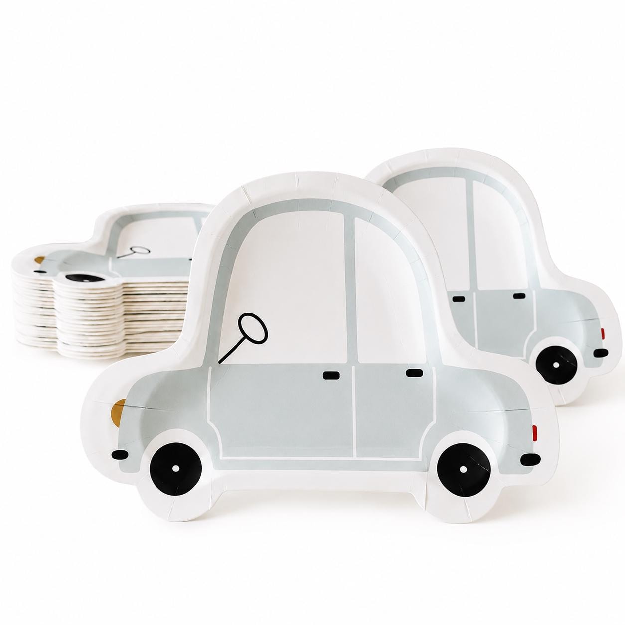 Car Party Plates | Car Shaped Paper Plates for Birthday Party | Transportation Theme Decorations | Kids Party Supplies | Car Party Supplies