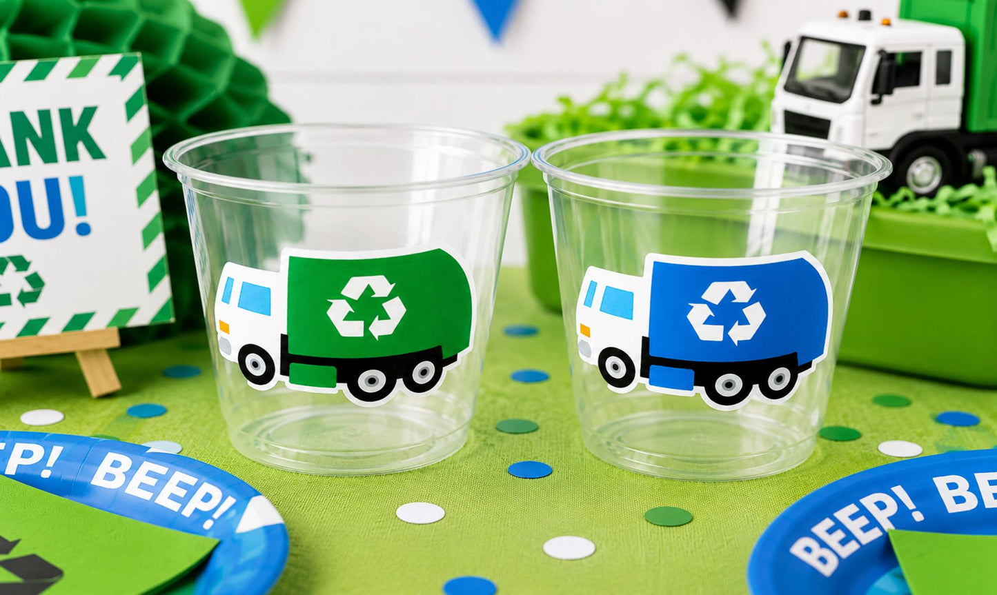 GARBAGE TRUCK PARTY Cups - Garbage Truck Treat Cups Garbage Truck Party Favors Garbage Truck Birthday Favors Trash Garbage Birthday Recycle
