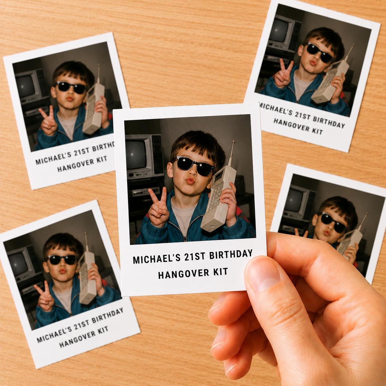 Custom Photo Stickers | Personalized Picture Stickers with Name & Year | Birthday Party Favors | Custom Party Favor Stickers | Face Stickers