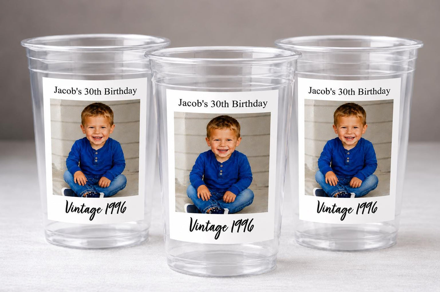 Custom Picture Party Favors | Personalized Photo Cups with Photo & Text | Birthday Decorations | 16oz Plastic Cups | Party Decor for Events