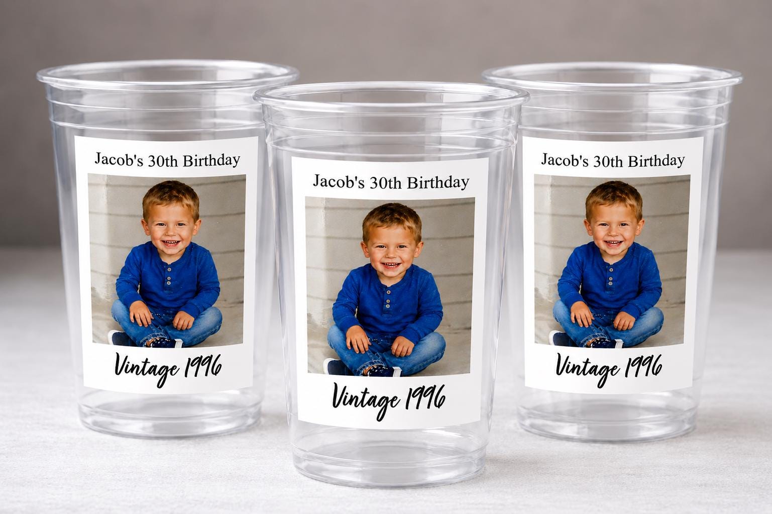Custom Picture Party Favors | Personalized Photo Cups with Photo & Text | Birthday Decorations | 16oz Plastic Cups | Party Decor for Events