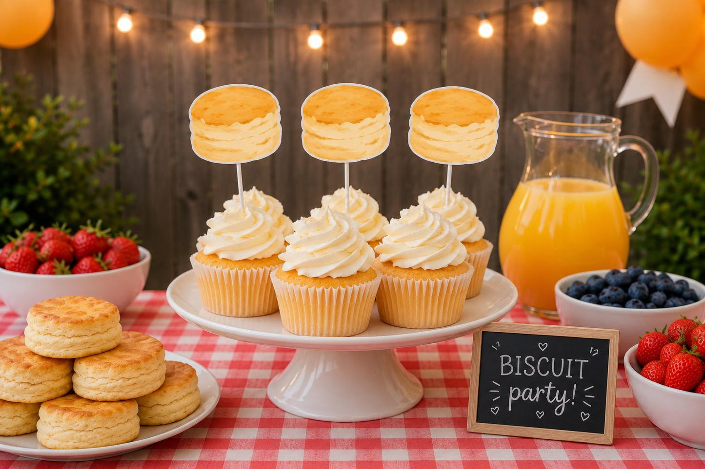Biscuit Cupcake Toppers, Breakfast Cupcake Toppers, Biscuit Party Decorations, Biscuit Cake Toppers Picks