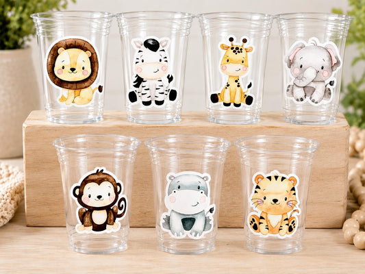 SAFARI PARTY CUPS - Safari Birthday Cups Safari Birthday Safari Party Safari Decorations Safari Baby Shower Safari Favors Jungle Party Cups