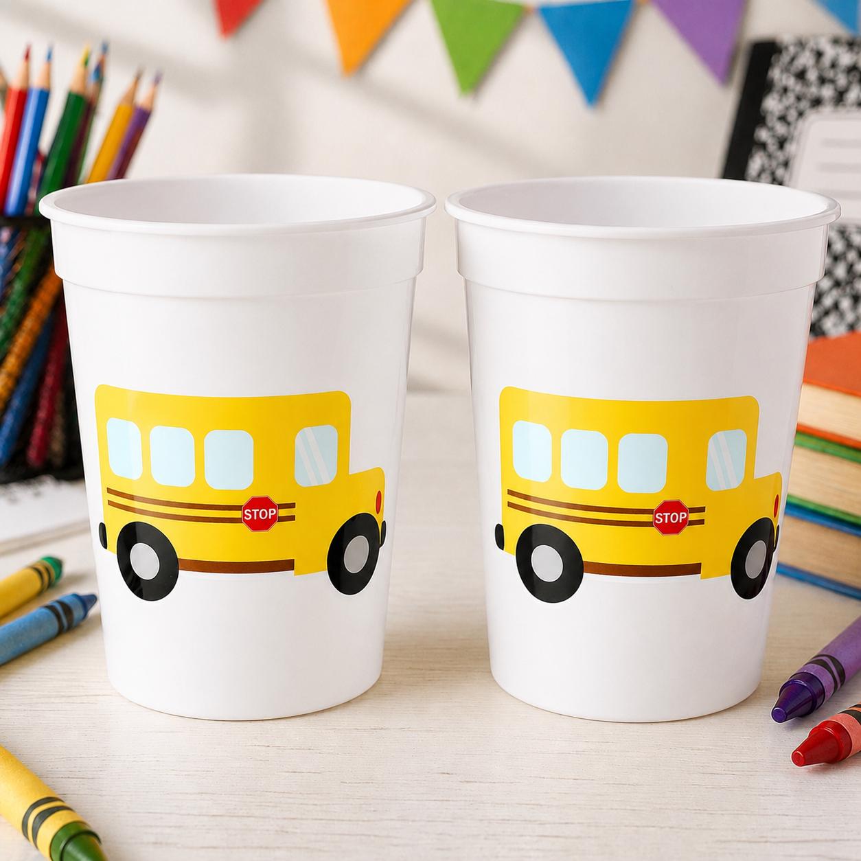School Bus Party Cups - School Bus Birthday, School Bus Party, School Bus Favors, Teachers Gift, Back To School, Graduation Party Cups
