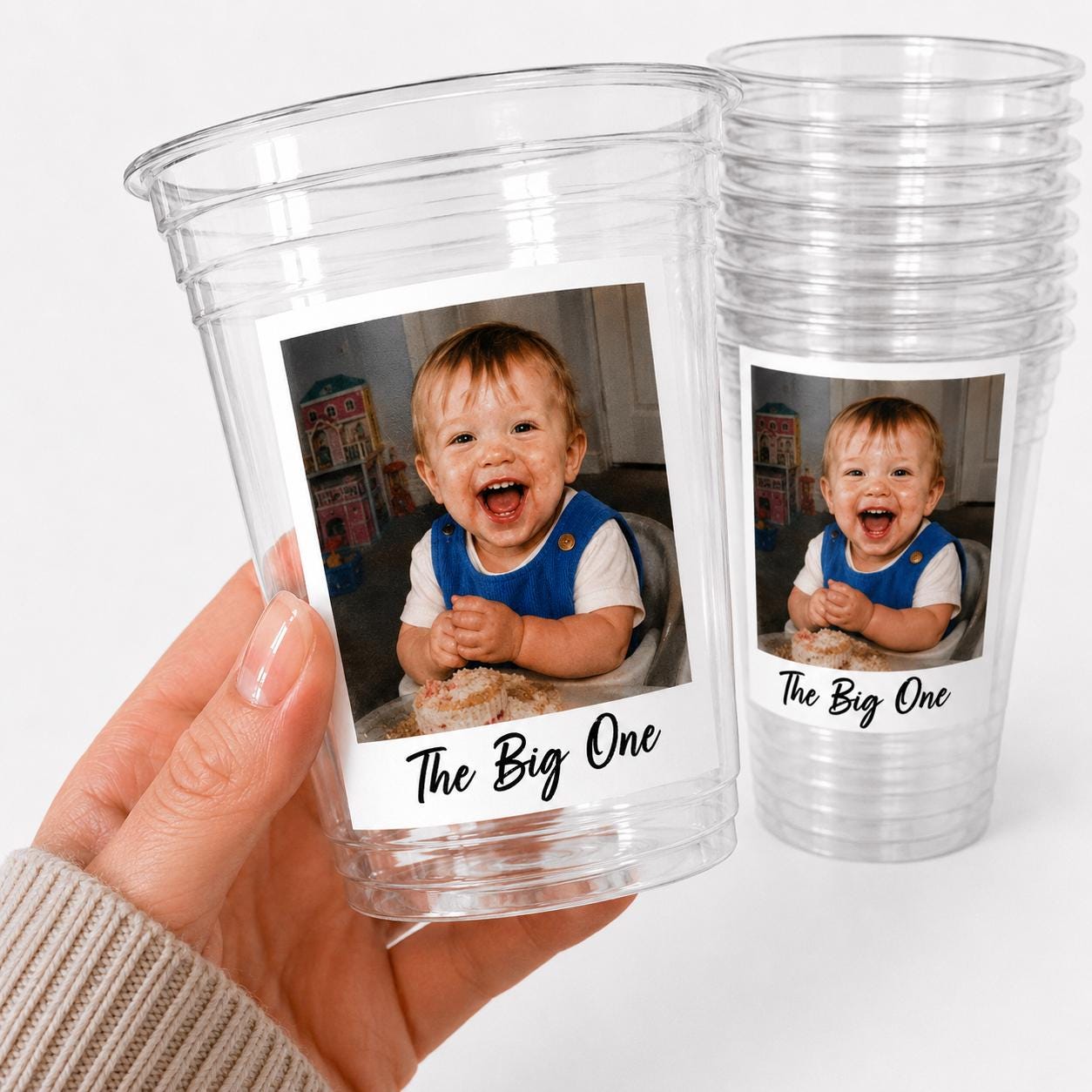 Custom 1st Birthday Party Cups Personalized First Party Cups Birthday Cups Custom Photo Face Cups Birthday Cups Face Birthday Party Favors