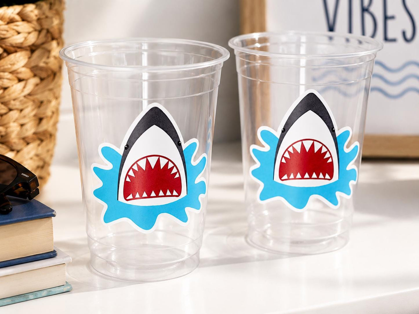 SHARK PARTY CUPS - Shark Treat Cups Shark Birthday Cups Shark Birthday Party Cups Shark Party Favors Shark Party Supplies Shark Decorations